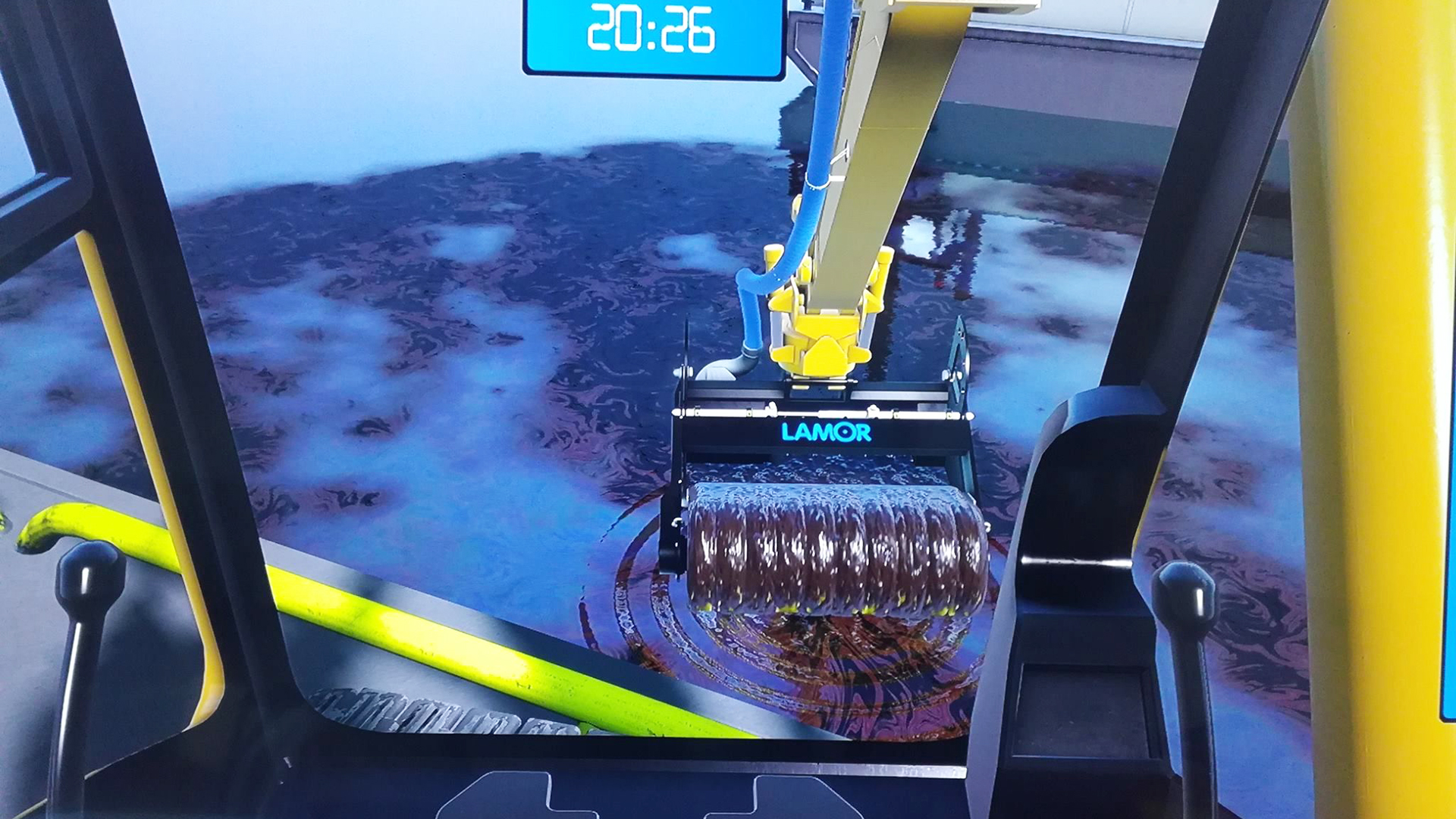 The driver's view of Lamor's skimmer digital twin.