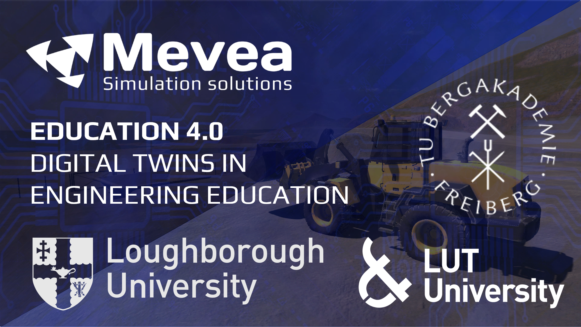 Banner of Mevea webinar - Digital Twins in Engineering Education.