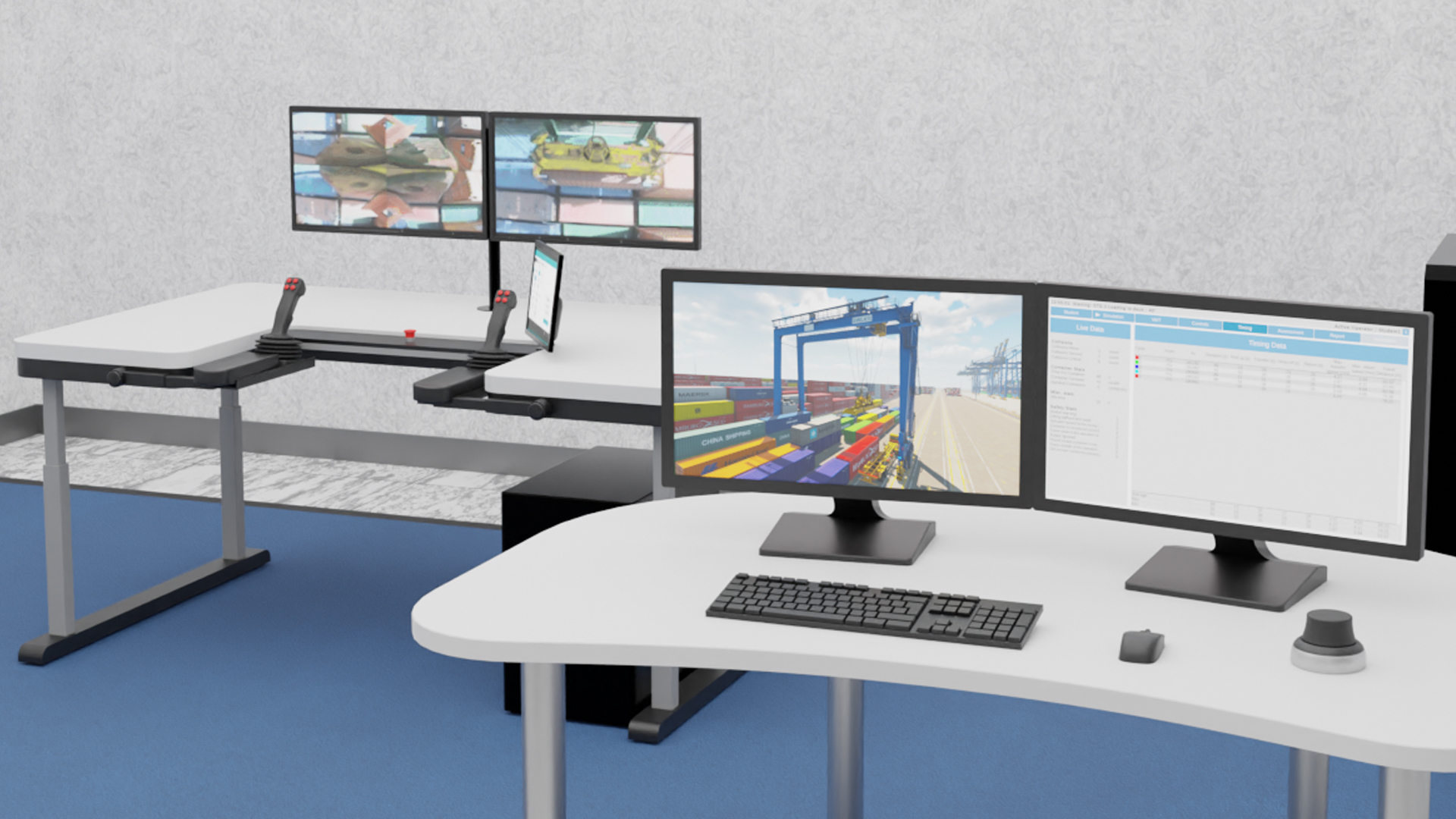 3D-illustration of Automated Rubber Tired Gantry (aRTG) crane training simulator.