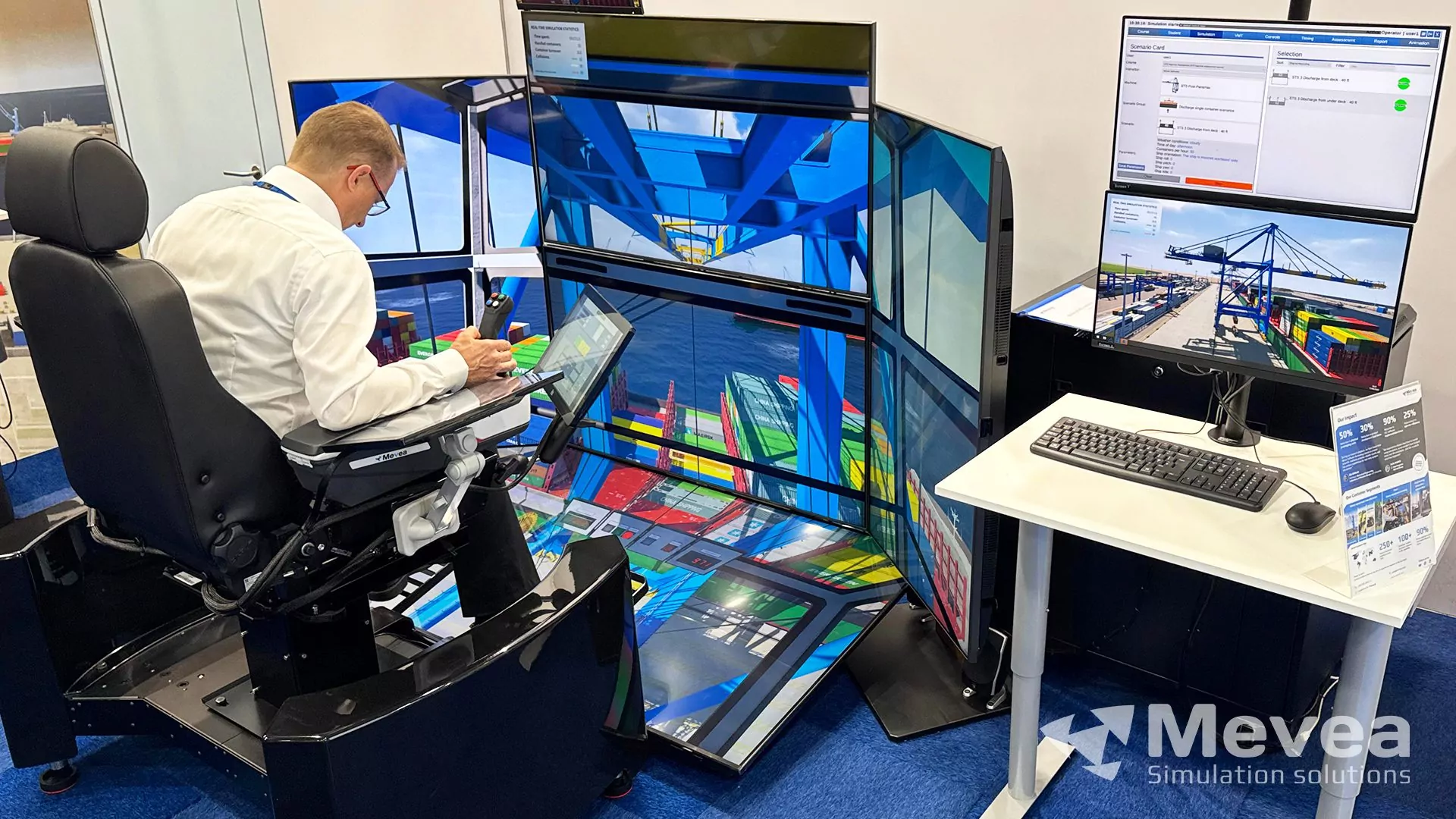 Mevea Pro Crane Training Simulator and Mevea Instructor Station in TOC 2025.
