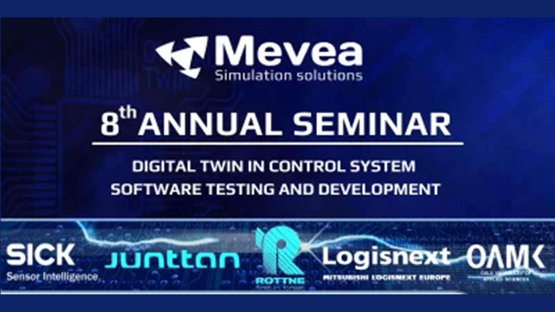 Promotional image of Mevea Seminar 2021 introducing the partners.