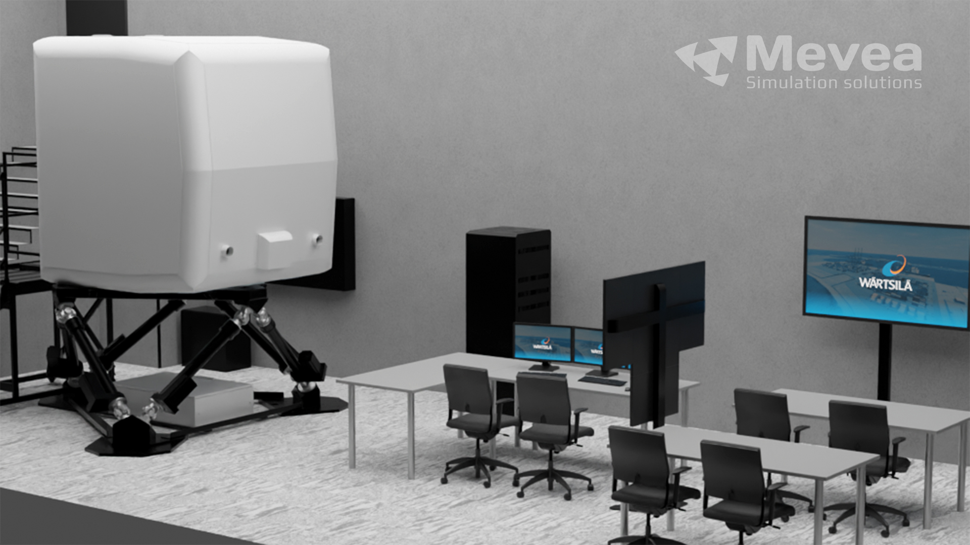3D-illustration of Mevea Master King Simulator Platform.