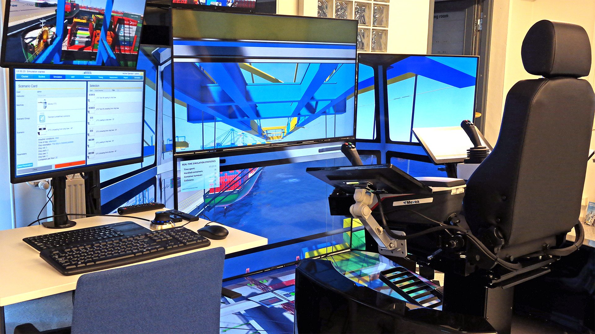 Mevea Pro Crane simulator and Mevea Instructor Station with Mevea Training Software included.