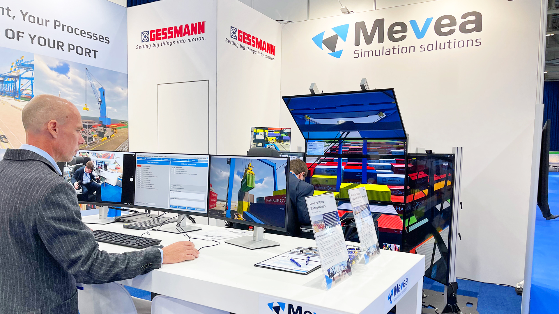 Mevea's new Port Equipment Operator Training Simulator at TOC Europe 2022.