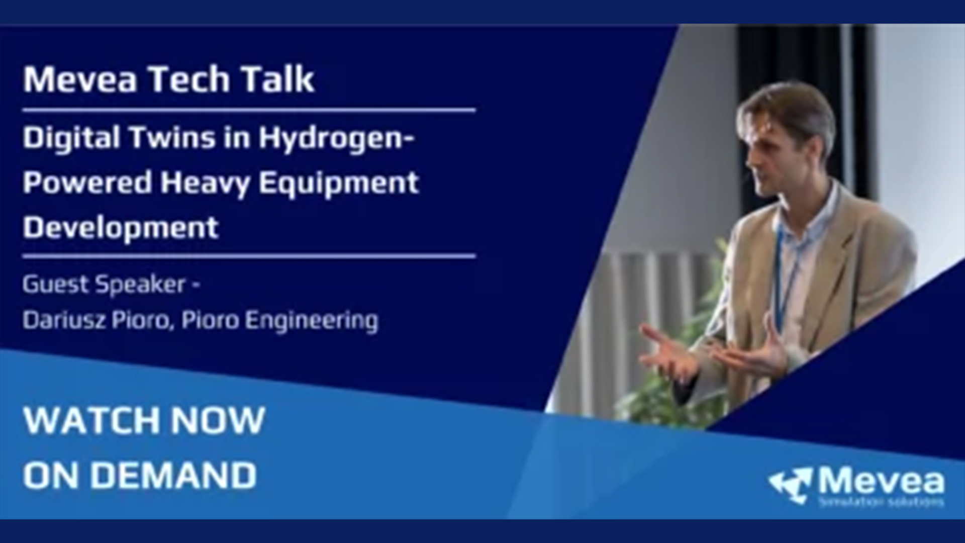 Banner of Mevea Tech Talk webinar - Fuel Cells, introducing the keynote speaker.