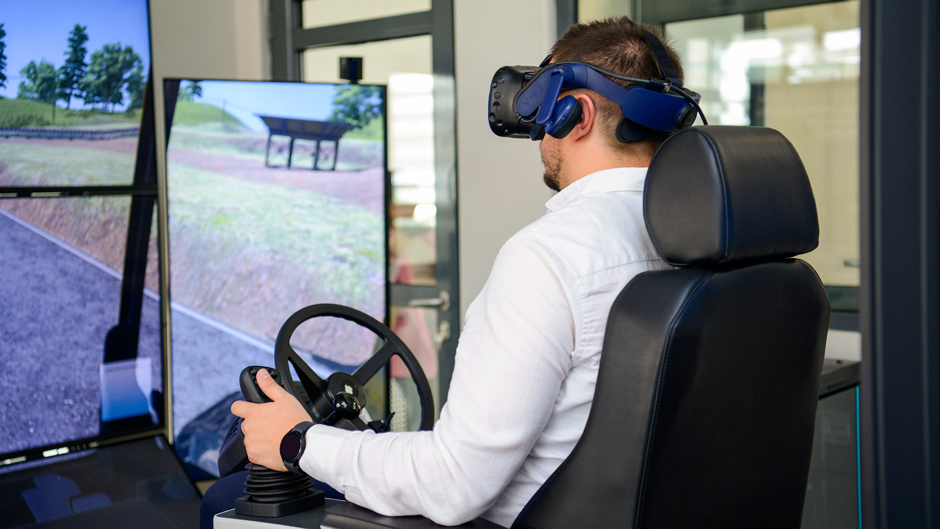 Mevea heavy equipment training simulator in action at Tegeta Academy, in Georgia.