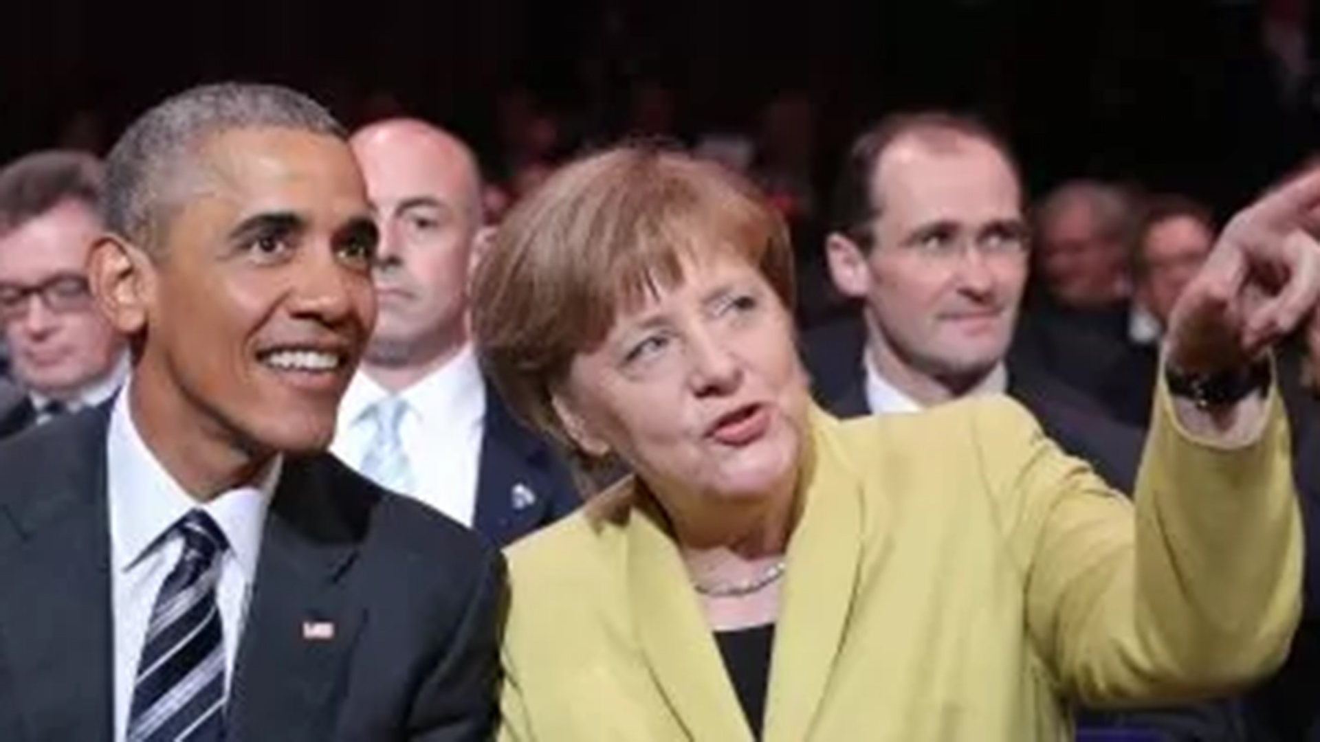 Barack Obama, President of the United States and Angela Merkel, Chancellor of Germany visting at Hannover Messe 2016